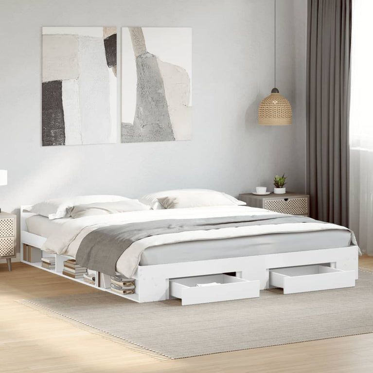 Bedframe met lades bewerkt hout wit 180x200 cm