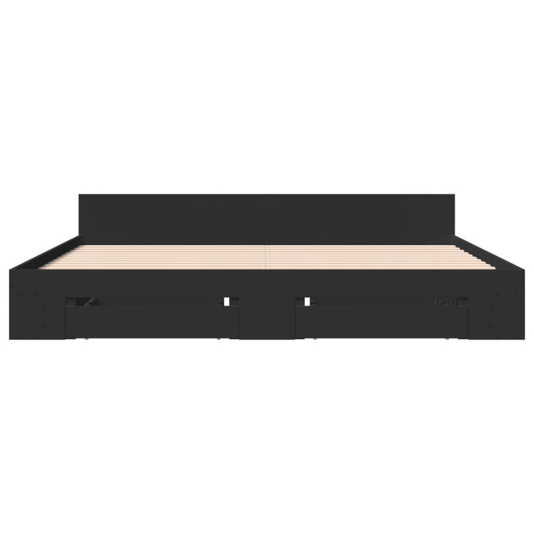 Bedframe met lades bewerkt hout zwart 180x200 cm