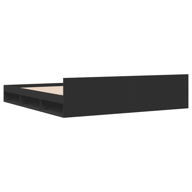 Bedframe met lades bewerkt hout zwart 180x200 cm