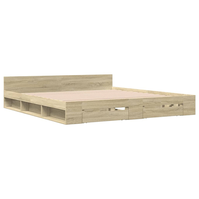 Bedframe met lades bewerkt hout sonoma eikenkleurig 180x200 cm