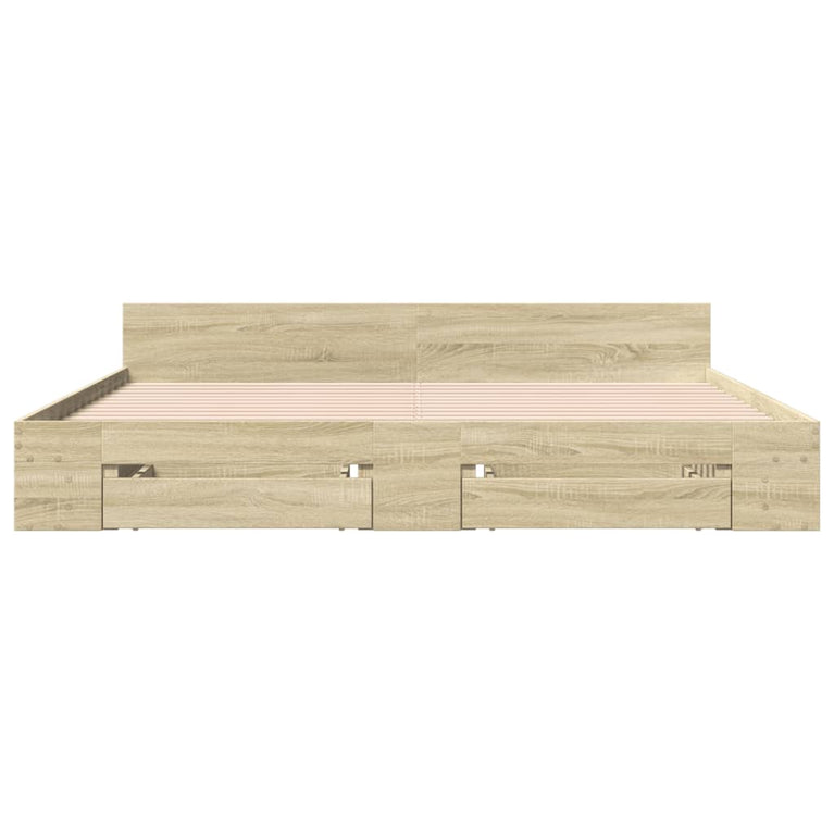 Bedframe met lades bewerkt hout sonoma eikenkleurig 180x200 cm