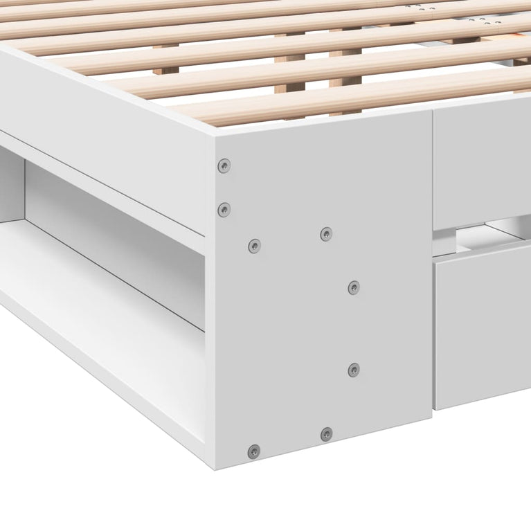 Bedframe met lades bewerkt hout wit 160x200 cm
