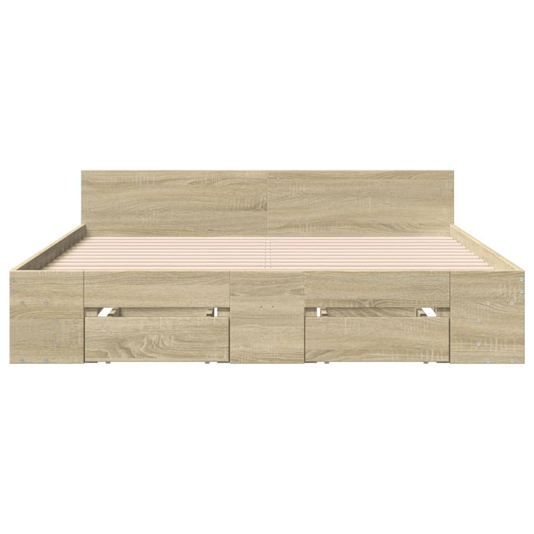 Bedframe met lades bewerkt hout sonoma eikenkleurig 160x200 cm