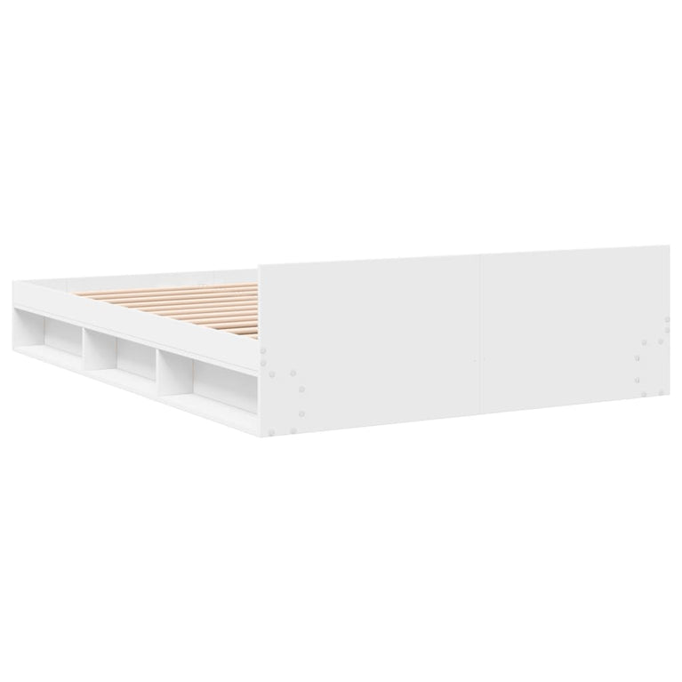 Bedframe met lades bewerkt hout wit 120x200 cm