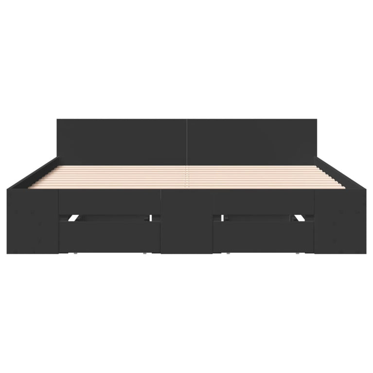 Bedframe met lades bewerkt hout zwart 120x200 cm