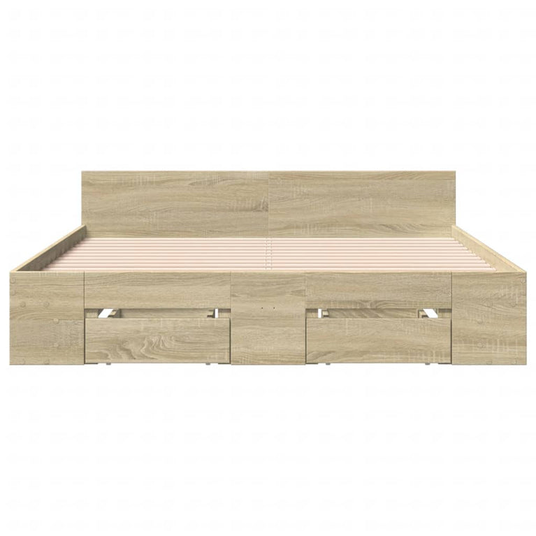 Bedframe met lades bewerkt hout sonoma eikenkleurig 120x200 cm