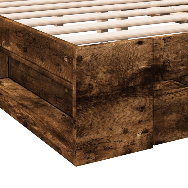 Bedframe met lades bewerkt hout gerookt eikenkleurig 120x200 cm
