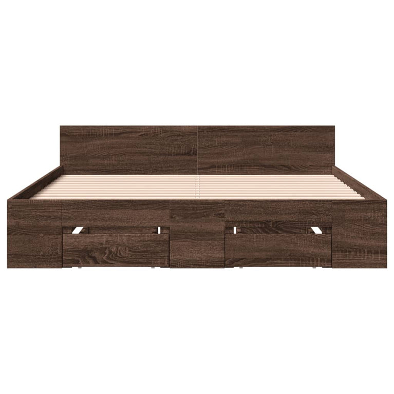 Bedframe met lades bewerkt hout bruin eikenkleurig 120x200 cm
