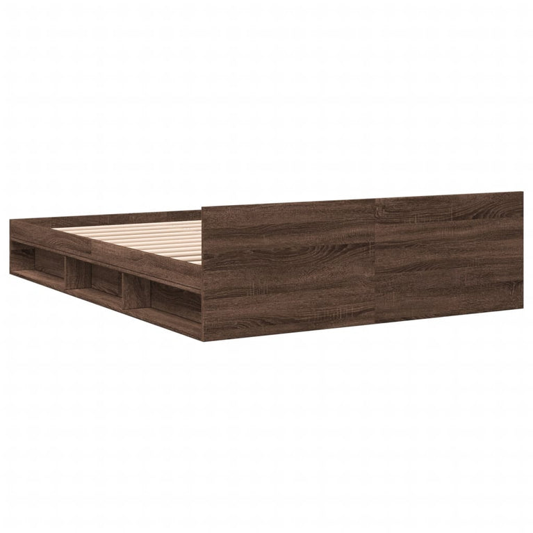 Bedframe met lades bewerkt hout bruin eikenkleurig 120x200 cm