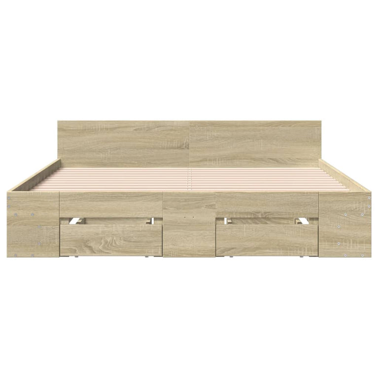 Bedframe met lades bewerkt hout sonoma eikenkleurig 140x190 cm