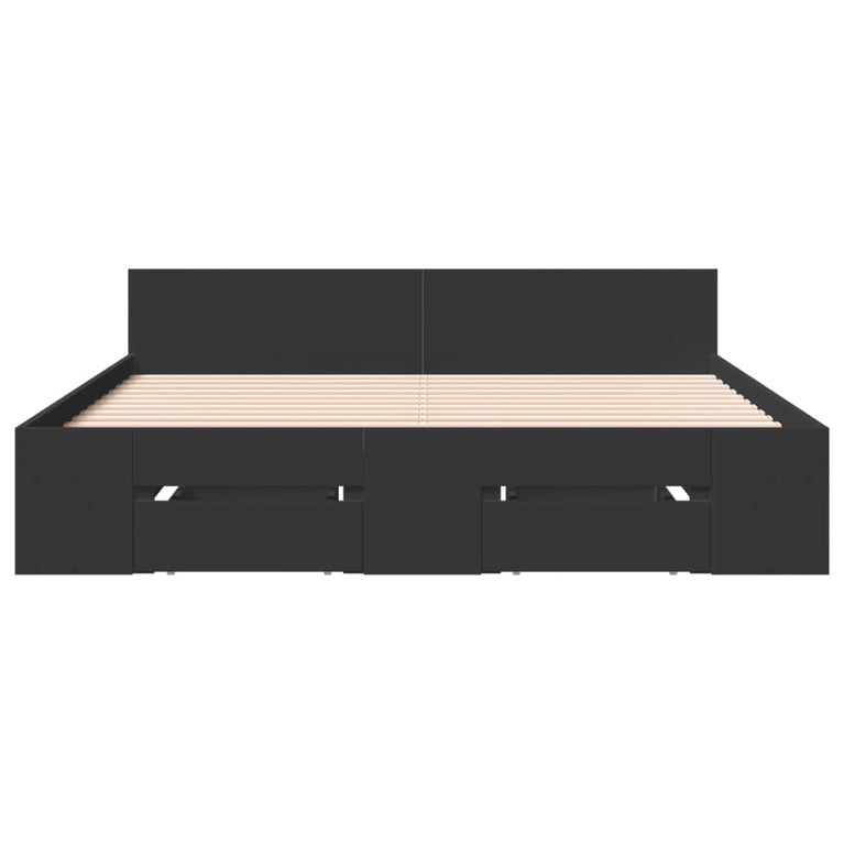 Bedframe met lades bewerkt hout bruin eikenkleurig 135x190 cm