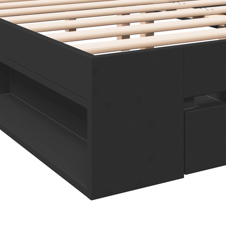 Bedframe met lades bewerkt hout bruin eikenkleurig 135x190 cm