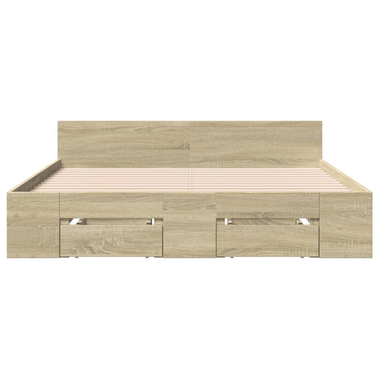 Bedframe met lades bewerkt hout sonoma eikenkleurig 135x190 cm