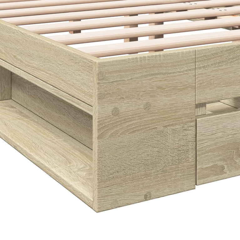 Bedframe met lades bewerkt hout sonoma eikenkleurig 135x190 cm