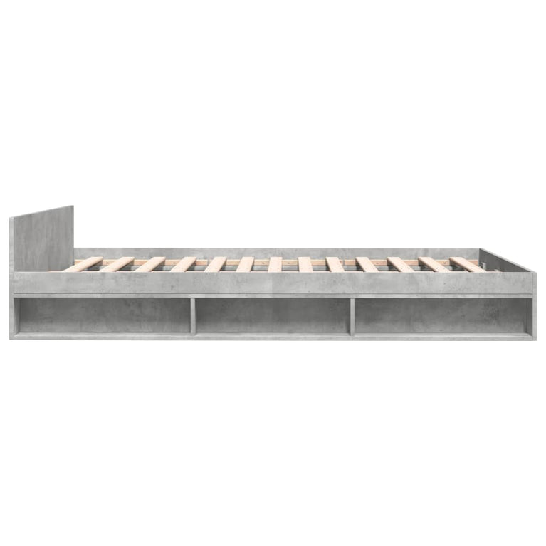 Bedframe met lades bewerkt hout betongrijs 135x190 cm