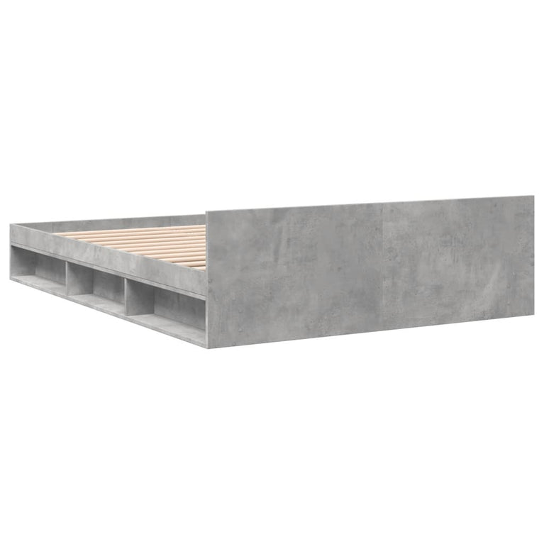 Bedframe met lades bewerkt hout betongrijs 135x190 cm