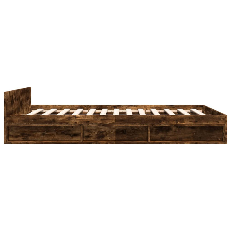 Bedframe met lades bewerkt hout gerookt eikenkleurig 135x190 cm