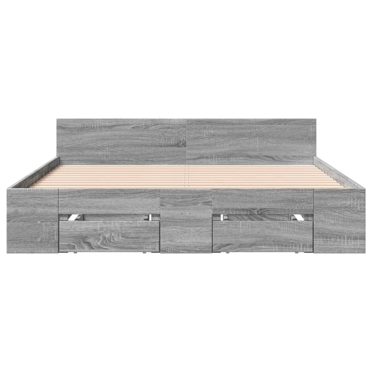 Bedframe met lades bewerkt hout grijs sonoma eiken 135x190 cm