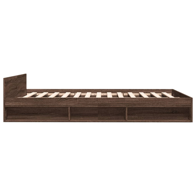 Bedframe met lades bewerkt hout bruin eikenkleurig 135x190 cm