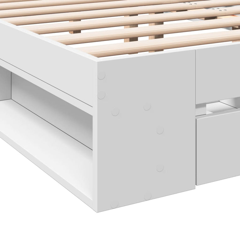 Bedframe met lades bewerkt hout wit 120x190 cm