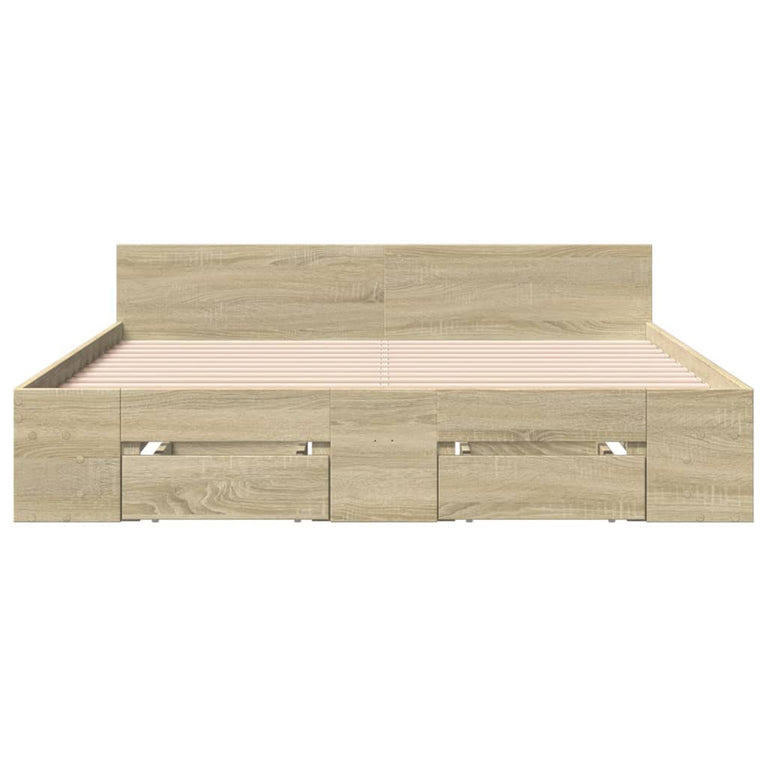 Bedframe met lades bewerkt hout sonoma eikenkleurig 120x190 cm