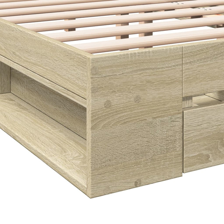Bedframe met lades bewerkt hout sonoma eikenkleurig 120x190 cm