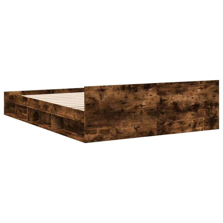 Bedframe met lades bewerkt hout gerookt eikenkleurig 120x190 cm