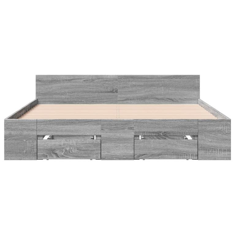 Bedframe met lades bewerkt hout grijs sonoma eiken 120x190 cm
