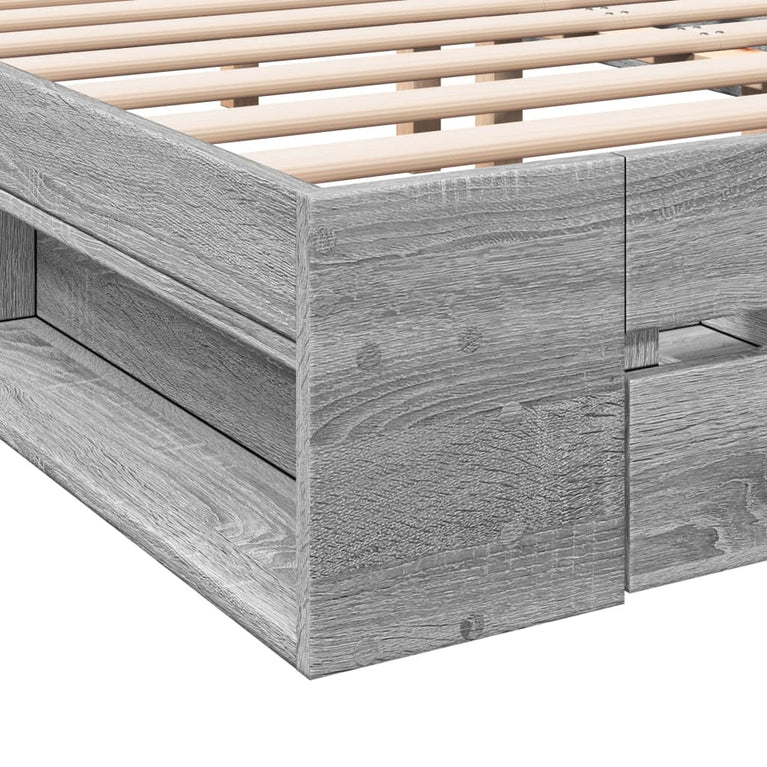 Bedframe met lades bewerkt hout grijs sonoma eiken 120x190 cm