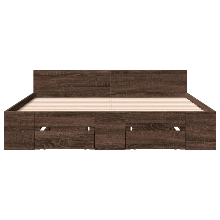 Bedframe met lades bewerkt hout bruin eikenkleurig 120x190 cm