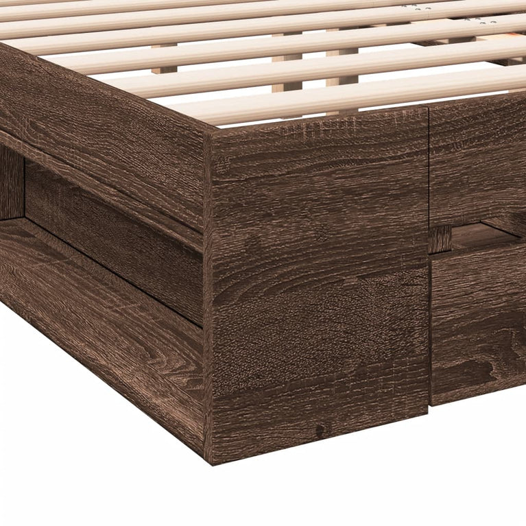 Bedframe met lades bewerkt hout bruin eikenkleurig 120x190 cm