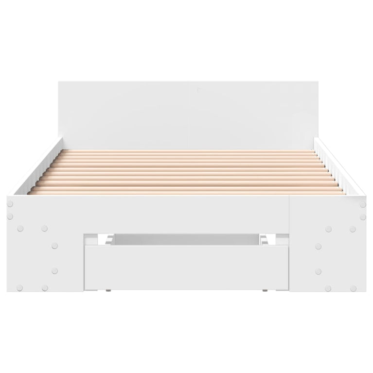 Bedframe met lade bewerkt hout wit 90x190 cm