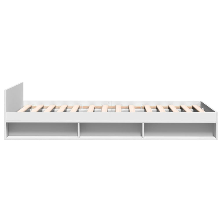 Bedframe met lade bewerkt hout wit 90x190 cm