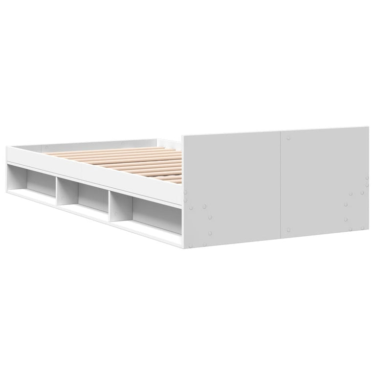 Bedframe met lade bewerkt hout wit 90x190 cm