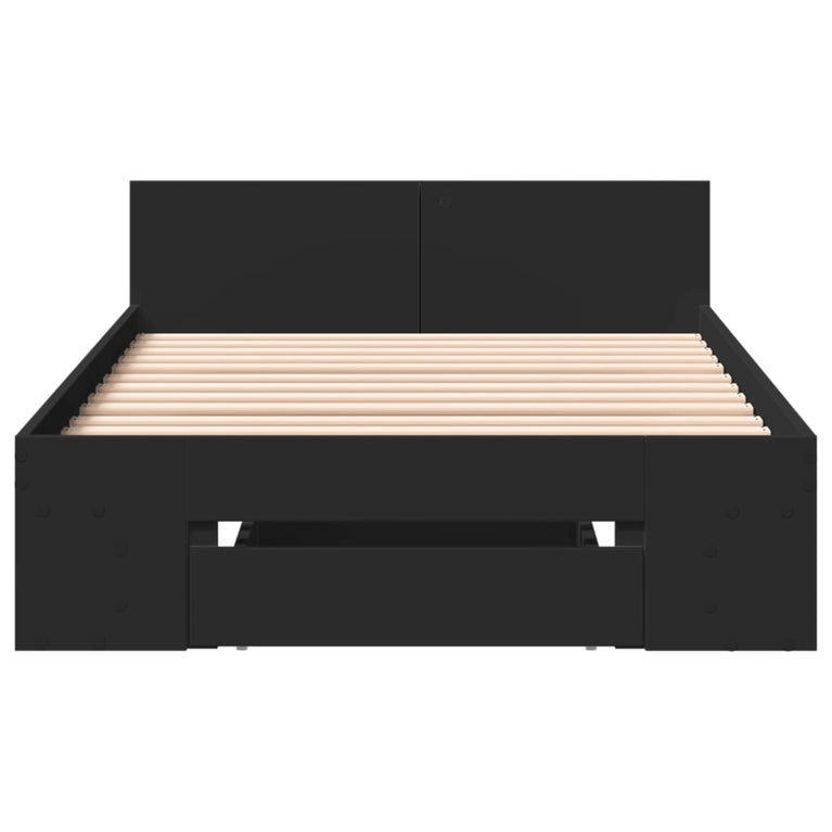 Bedframe met lade bewerkt hout zwart 90x190 cm