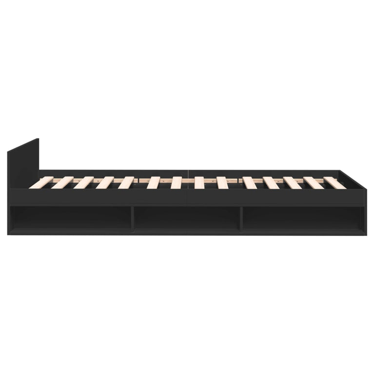 Bedframe met lade bewerkt hout zwart 90x190 cm