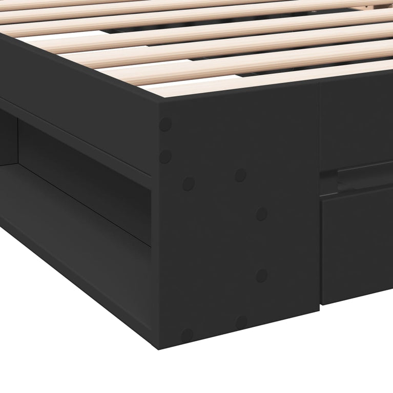 Bedframe met lade bewerkt hout zwart 90x190 cm