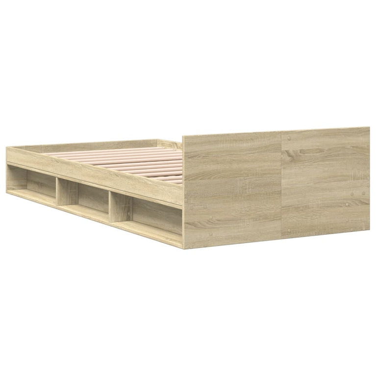 Bedframe met lade bewerkt hout sonoma eikenkleurig 90x190 cm