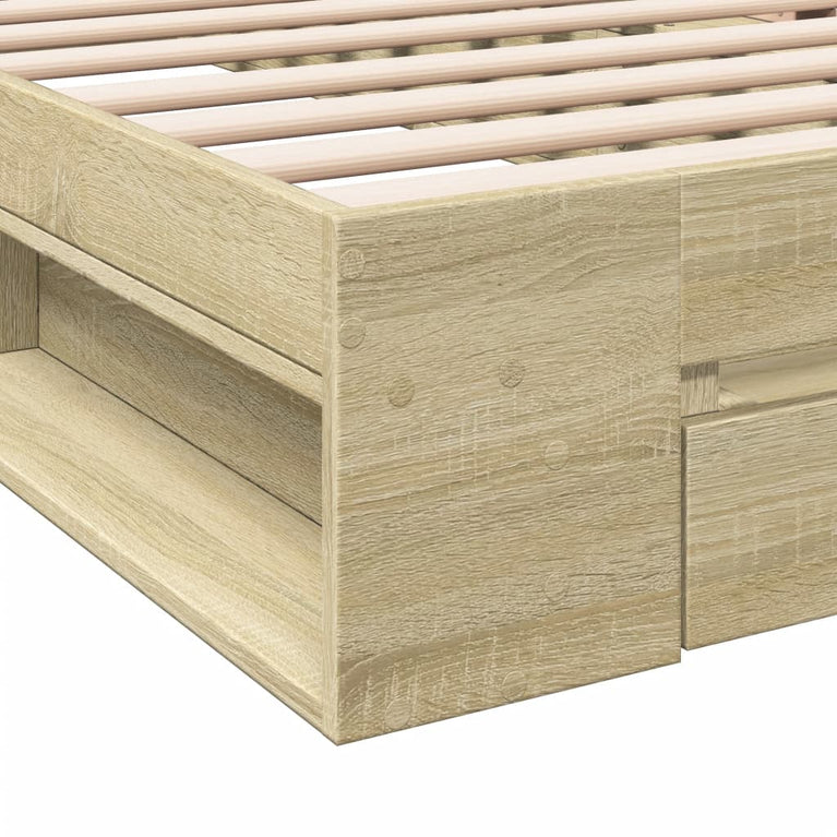 Bedframe met lade bewerkt hout sonoma eikenkleurig 90x190 cm