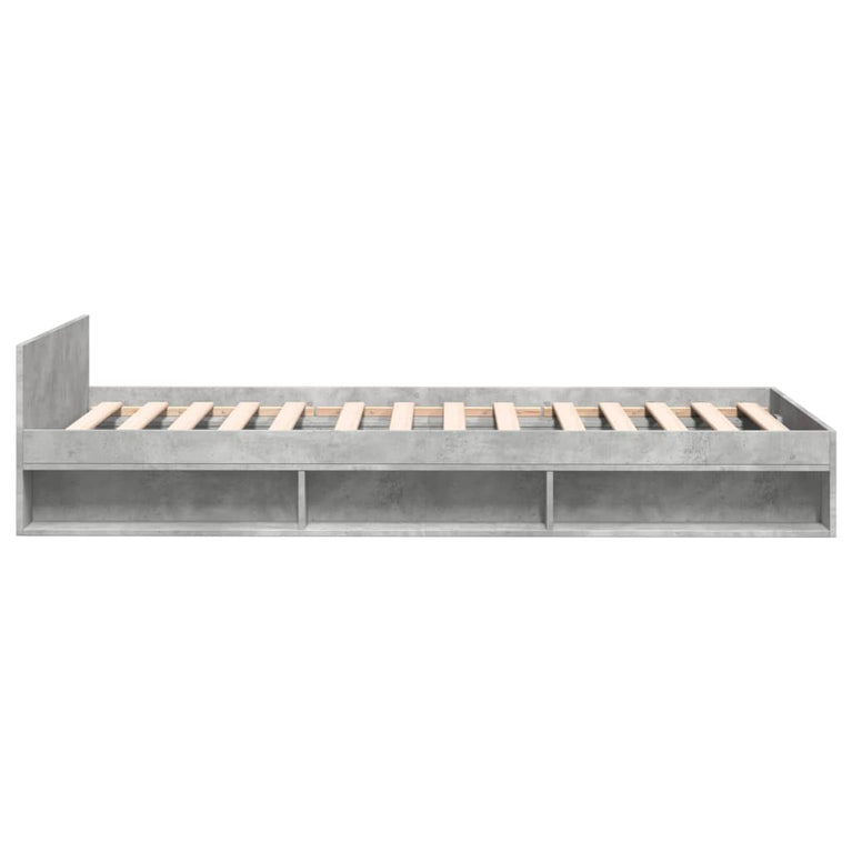 Bedframe met lade bewerkt hout betongrijs 90x190 cm
