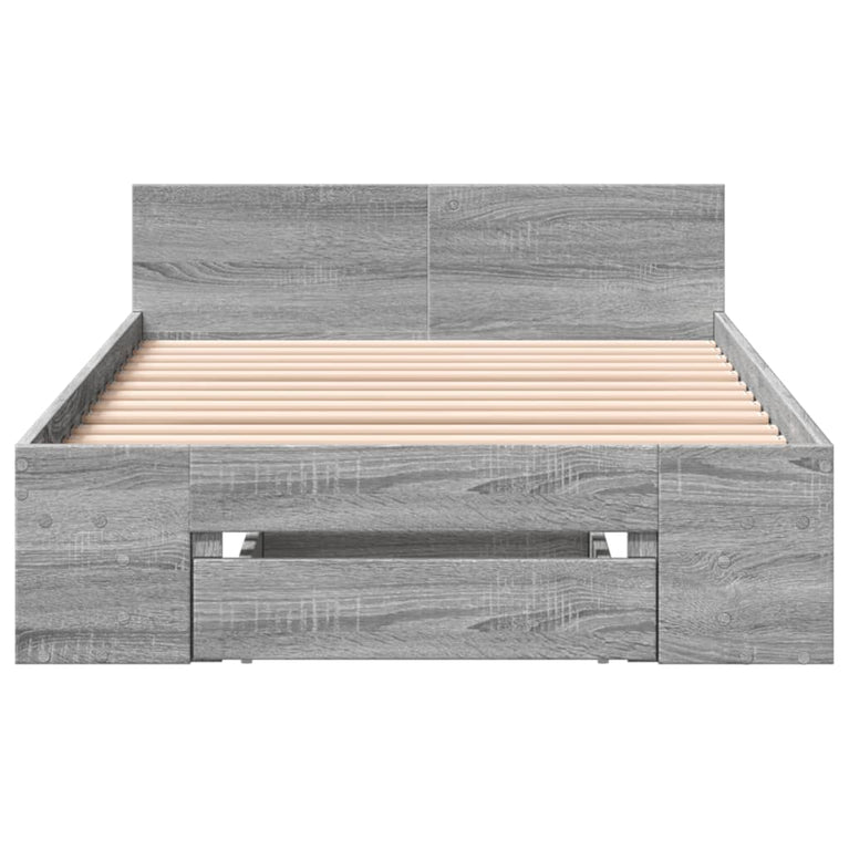 Bedframe met lade bewerkt hout grijs sonoma eiken 90x190 cm