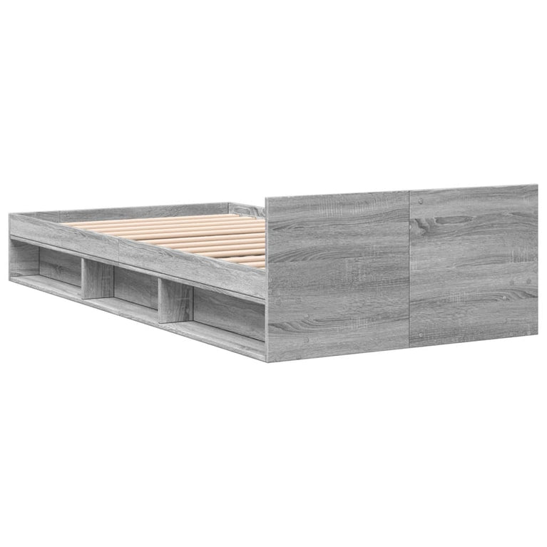 Bedframe met lade bewerkt hout grijs sonoma eiken 90x190 cm
