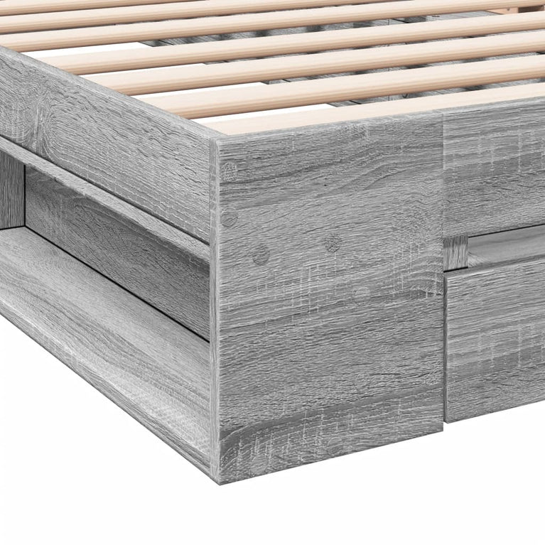 Bedframe met lade bewerkt hout grijs sonoma eiken 90x190 cm