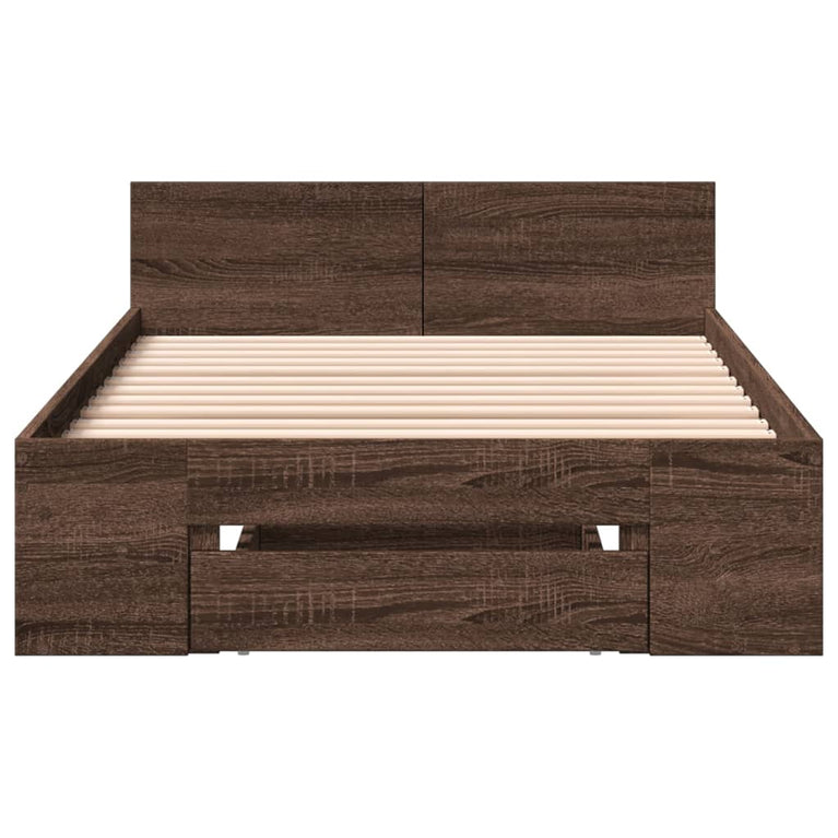 Bedframe met lade bewerkt hout bruin eikenkleurig 90x190 cm