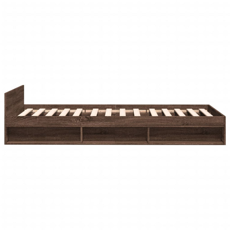 Bedframe met lade bewerkt hout bruin eikenkleurig 90x190 cm