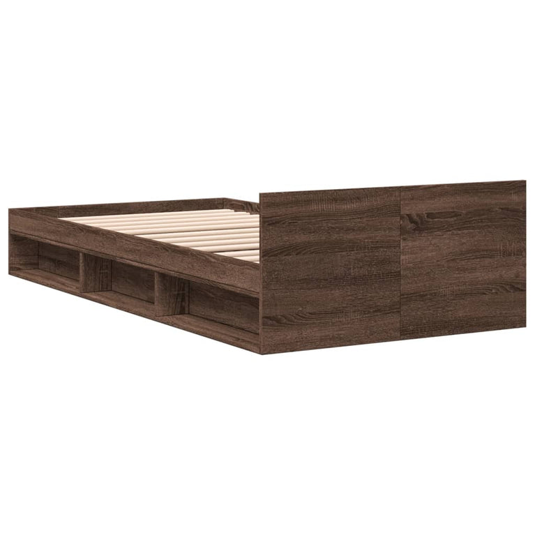 Bedframe met lade bewerkt hout bruin eikenkleurig 90x190 cm