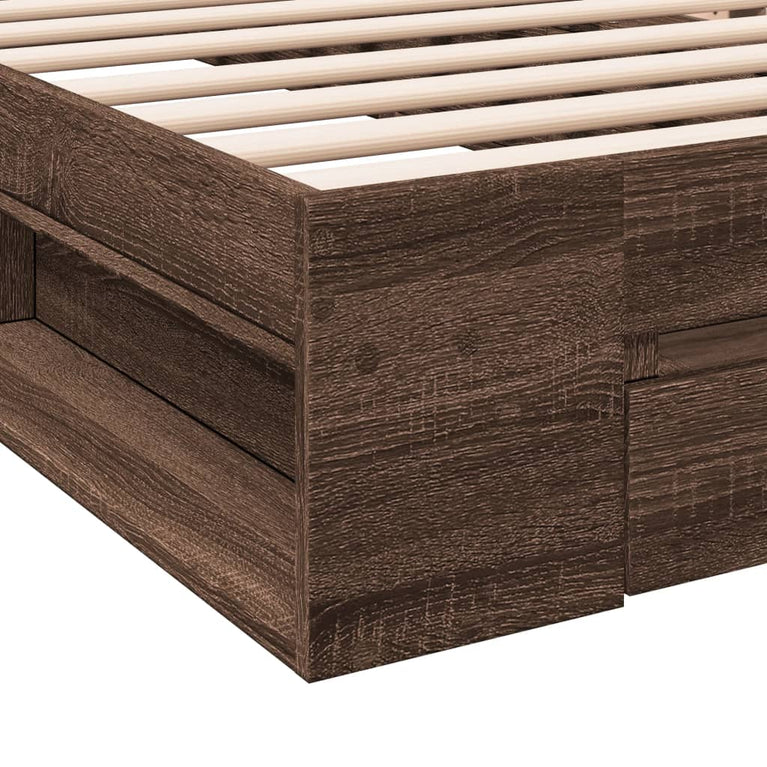 Bedframe met lade bewerkt hout bruin eikenkleurig 90x190 cm