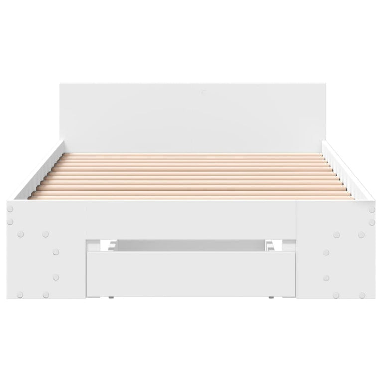 Bedframe met lade bewerkt hout wit 100x200 cm