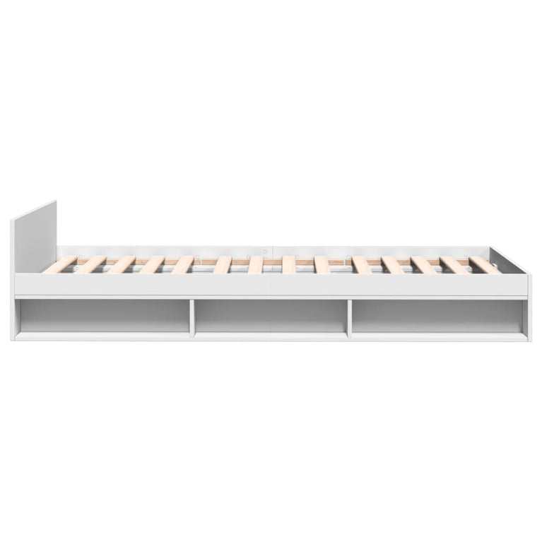 Bedframe met lade bewerkt hout wit 100x200 cm
