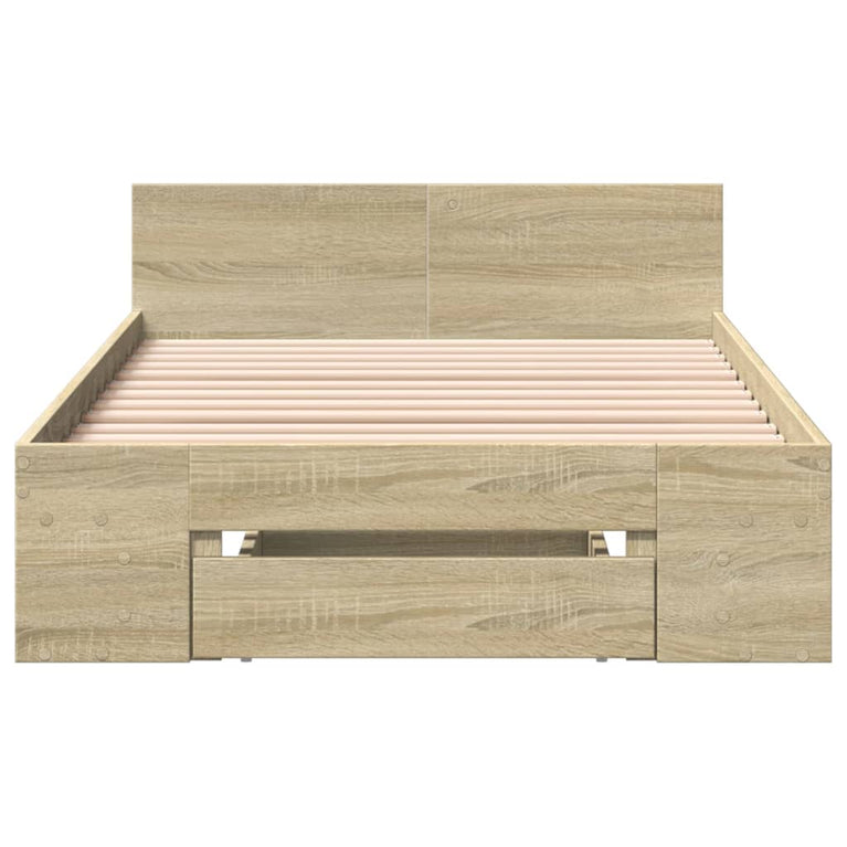 Bedframe met lade bewerkt hout sonoma eikenkleurig 100x200 cm